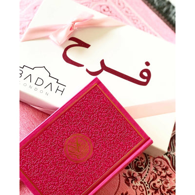 Personalised Leather Rainbow Quran - Hot Pink - Ibadah London