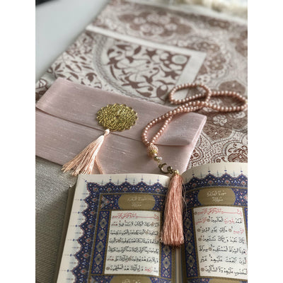 Personalised Quran Gift Set with Prayer Mat - Rose Gold - Ibadah London