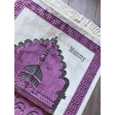 Personalised Velvet Prayer Mat - Pink - Ibadah London