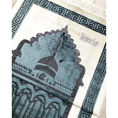 Personalised Velvet Prayer Mat - Grey - Ibadah London