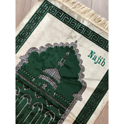 Personalised Velvet Prayer Mat - Green - Ibadah London